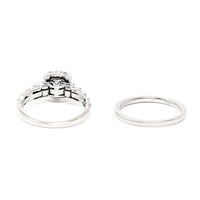 14K White Gold Halo 1.0tcw Princess Diamond Engagement Ring Set - Size 5.5