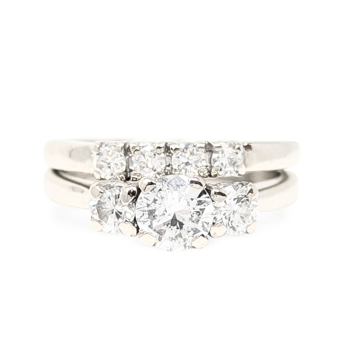 14K White Gold 1.21tcw Diamond Engagement Set - Size 6.75