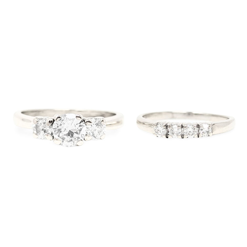 14K White Gold 1.21tcw Diamond Engagement Set - Size 6.75