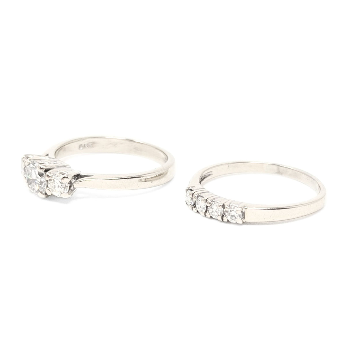 14K White Gold 1.21tcw Diamond Engagement Set - Size 6.75
