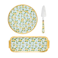 Paul Pastaud Limoges Porcelain Buttercup/Lily of the Valley Cake Service (3pcs)
