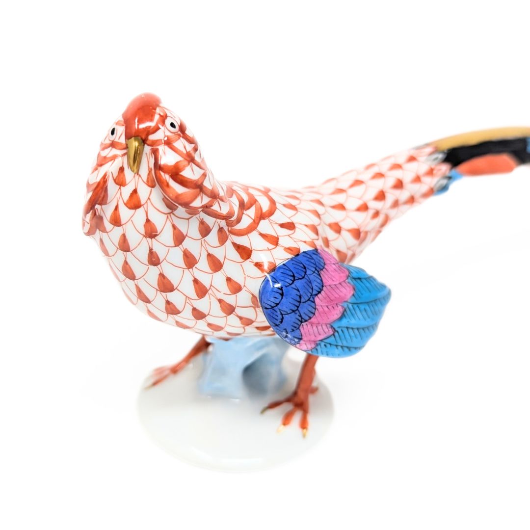 Herend Rust Fishnet Pheasant Figurine