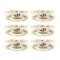 Royal Bayreuth Germany "Nurenberg" Set of 6 Cream Soup Bowls & Saucers (12pcs)