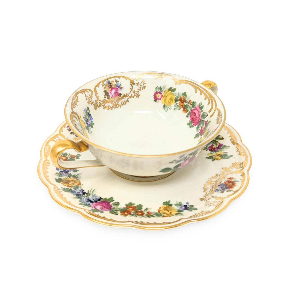 Royal Bayreuth Germany "Nurenberg" Set of 6 Cream Soup Bowls & Saucers (12pcs)