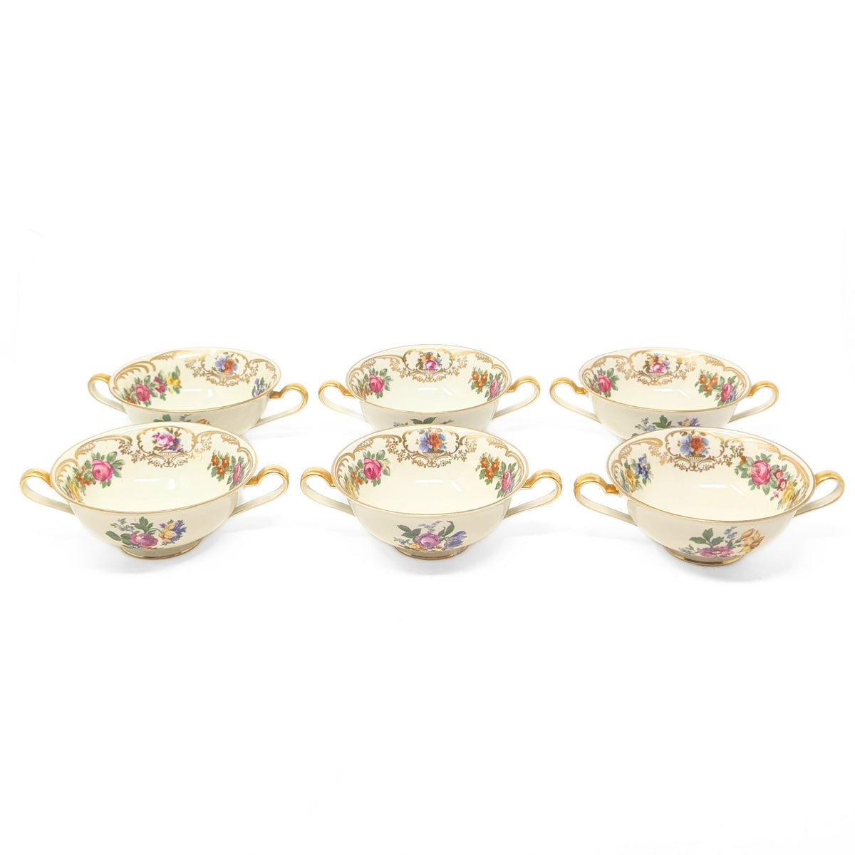 Royal Bayreuth Germany "Nurenberg" Set of 6 Cream Soup Bowls & Saucers (12pcs)