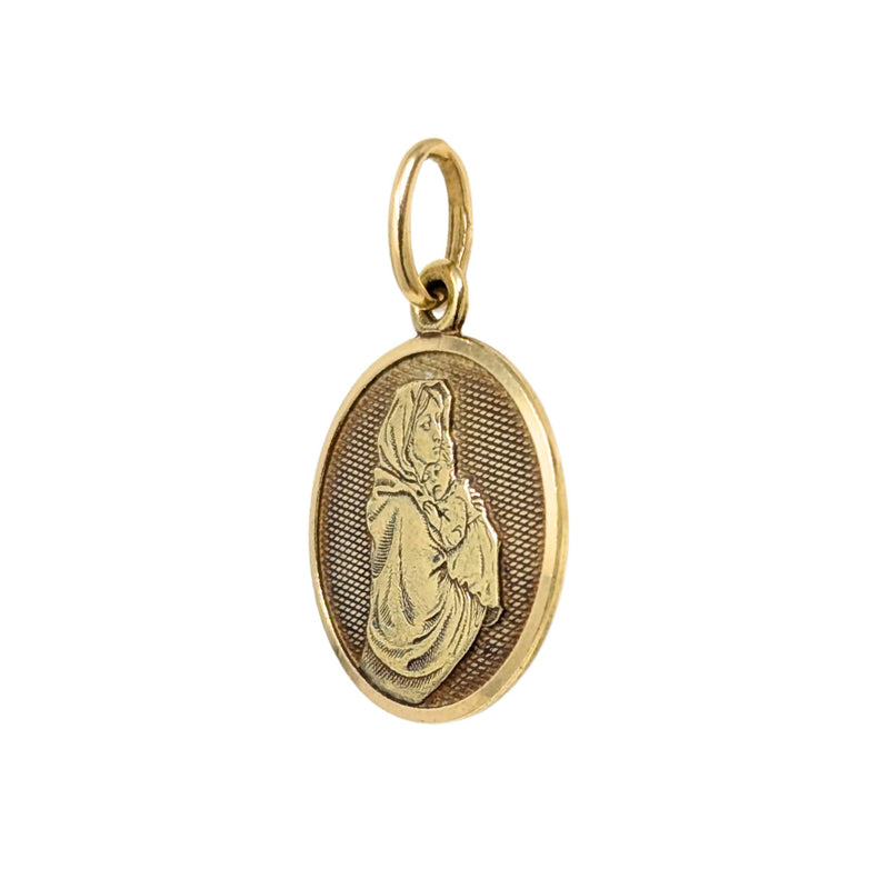 18K Gold Virgin Mary & Child 16mm Pendant/ Charm