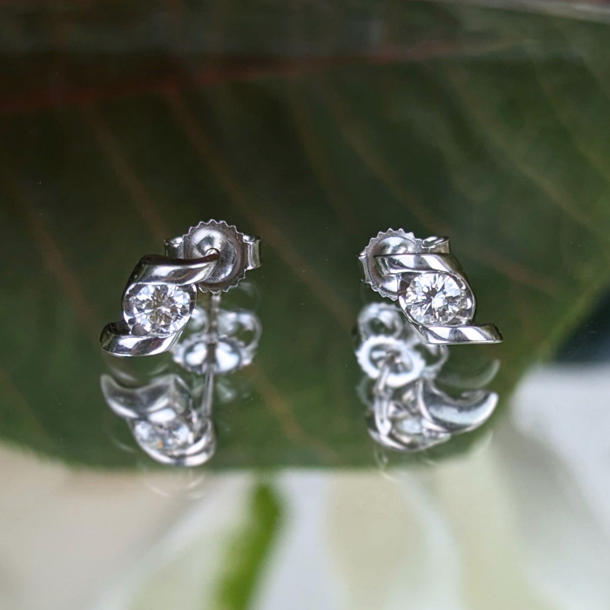 14K White Gold .20tcw Diamond Earrings