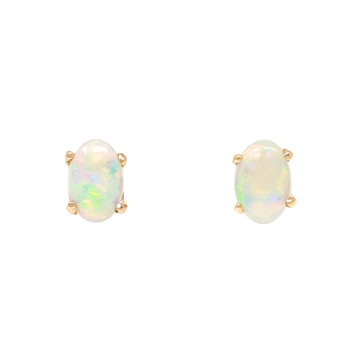 14K Gold Fire Opal Stud Earrings