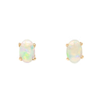 14K Gold Fire Opal Stud Earrings