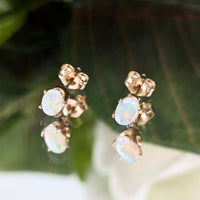 14K Gold Fire Opal Stud Earrings