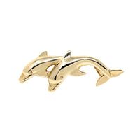 14K Gold Double Dolphin Slide Pendant