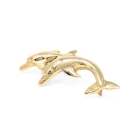 14K Gold Double Dolphin Slide Pendant
