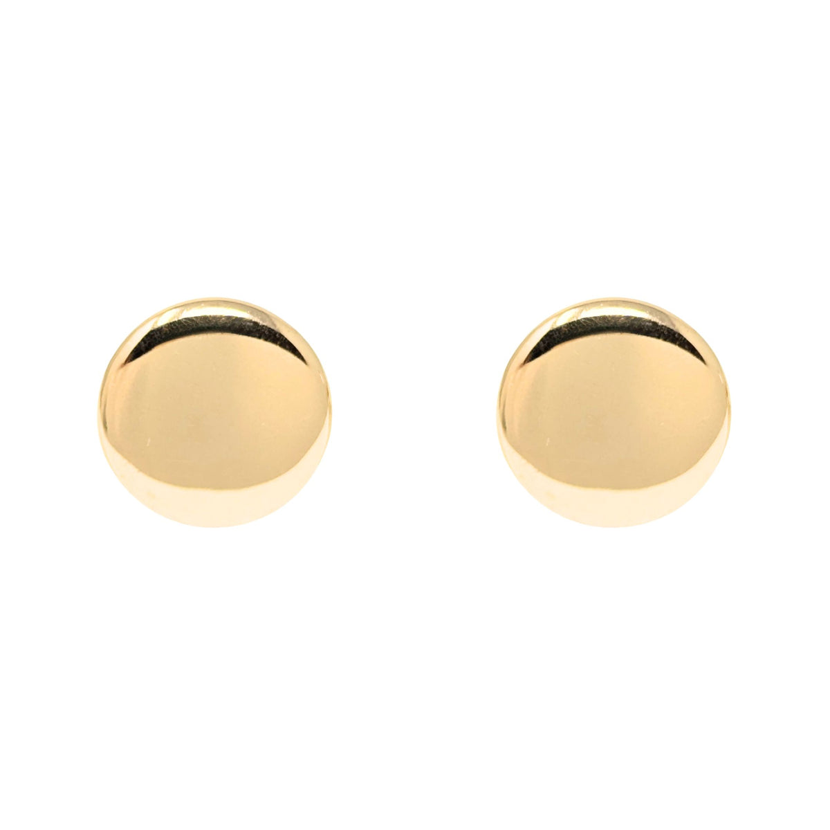 14K Gold 13mm Polished Button Earrings