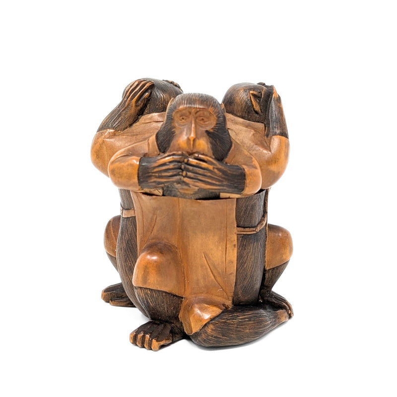 Antique Japanese Monkey Tonkotsu Tobacco Box