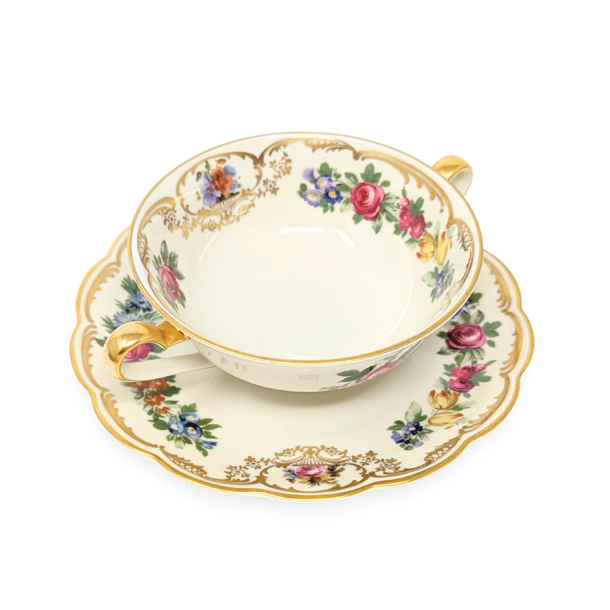 Royal Bayreuth Germany "Nurenberg" Set of 6 Cream Soup Bowls & Saucers (12pcs)