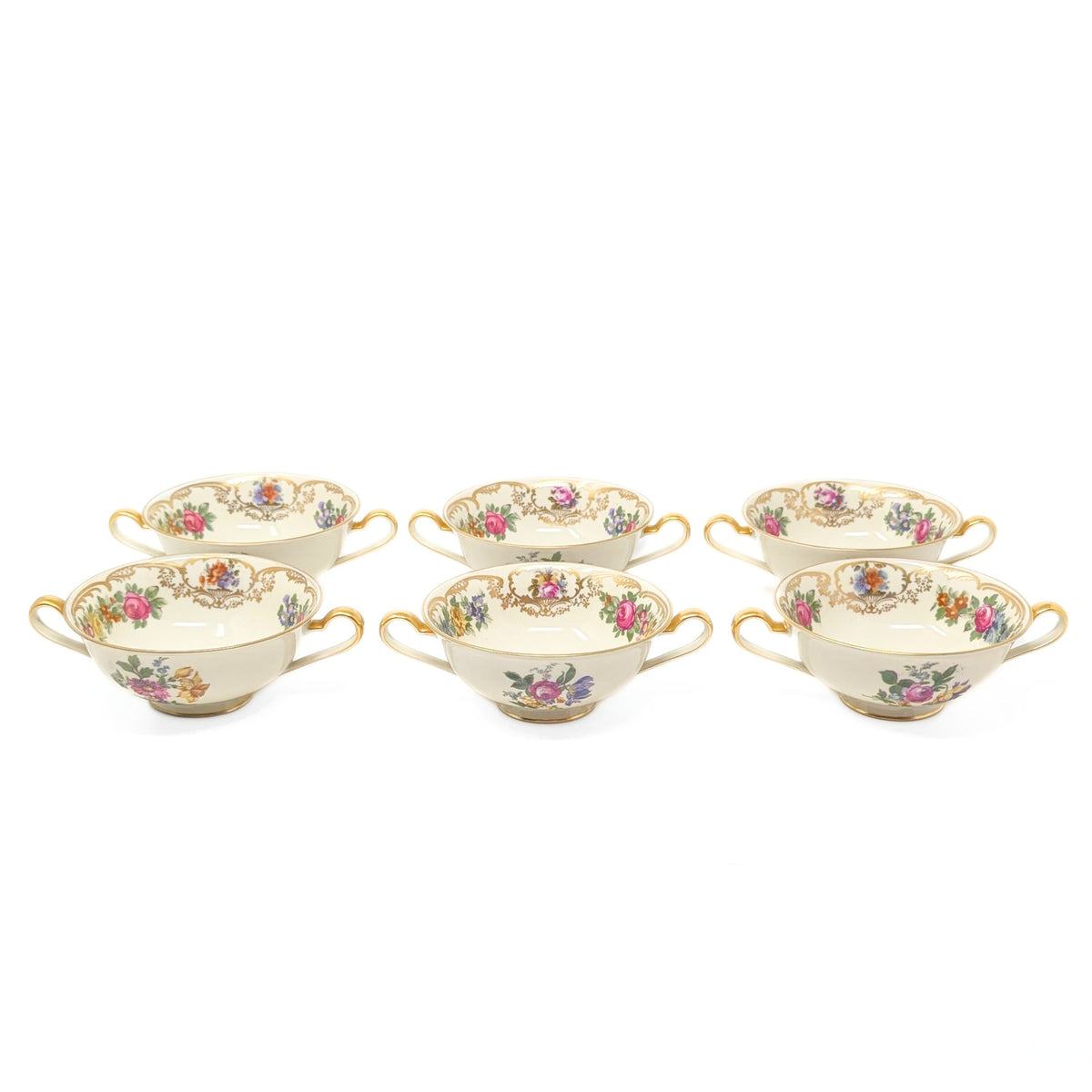 Royal Bayreuth Germany "Nurenberg" Set of 6 Cream Soup Bowls & Saucers (12pcs)