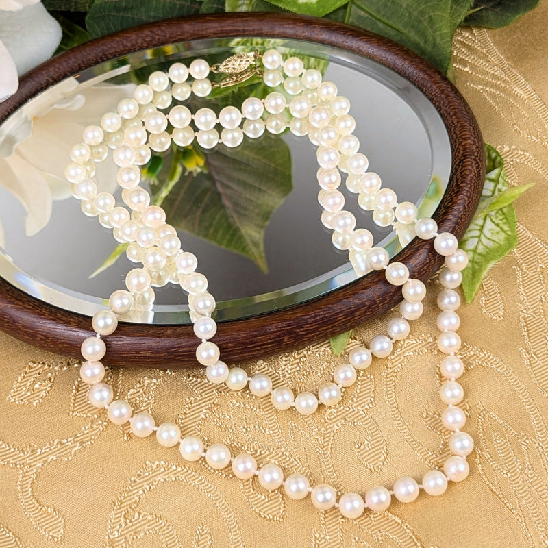 14K Gold 31" 7mm Pearl Necklace