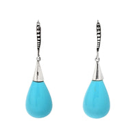 Vintage Sterling Silver & Turquoise Teardrop Earrings