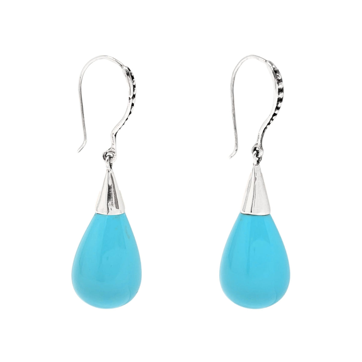 Vintage Sterling Silver & Turquoise Teardrop Earrings