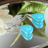 Vintage Sterling Silver & Turquoise Teardrop Earrings