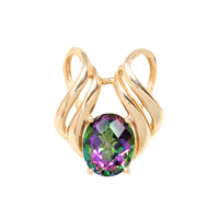 14K Gold Mystic Topaz Omega Slide Pendant