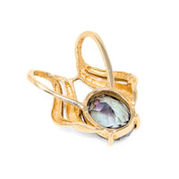 14K Gold Mystic Topaz Omega Slide Pendant