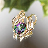 14K Gold Mystic Topaz Omega Slide Pendant