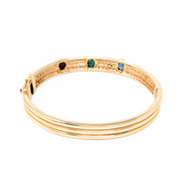 14K Gold Diamond, Emerald, Ruby, & Sapphire Bangle Bracelet