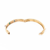 14K Gold Diamond, Emerald, Ruby, & Sapphire Bangle Bracelet