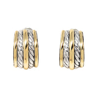 David Yurman 18K Gold/Sterling Silver Double Cable Huggies Earrings