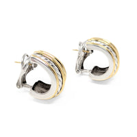 David Yurman 18K Gold/Sterling Silver Double Cable Huggies Earrings