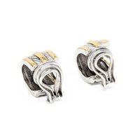 David Yurman 18K Gold/Sterling Silver Double Cable Huggies Earrings