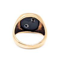 10K Gold Vintage Masonic Men's Black Onyx & Diamond Ring - Size 10.5