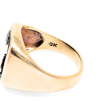 10K Gold Vintage Masonic Men's Black Onyx & Diamond Ring - Size 10.5