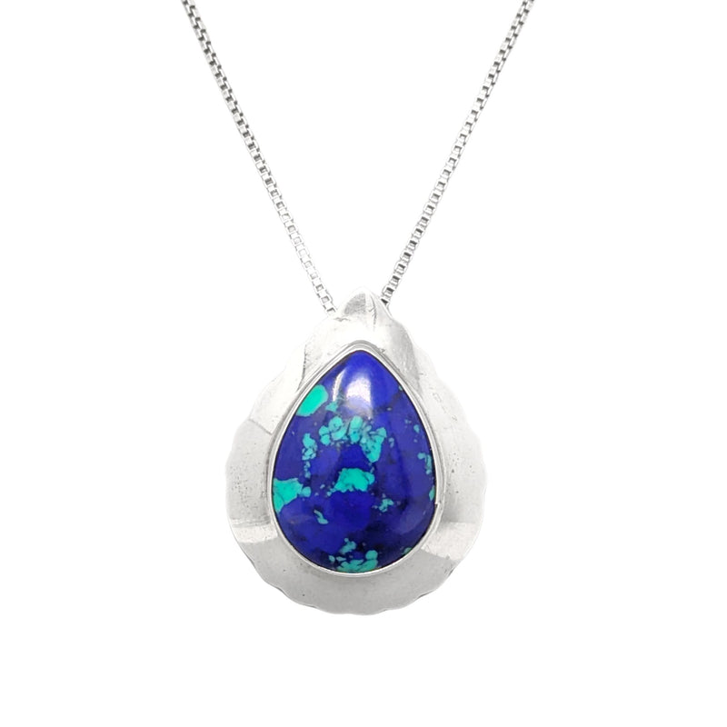 TK Emerson Navajo Sterling & Blue/Green Azurite Pendant Necklace