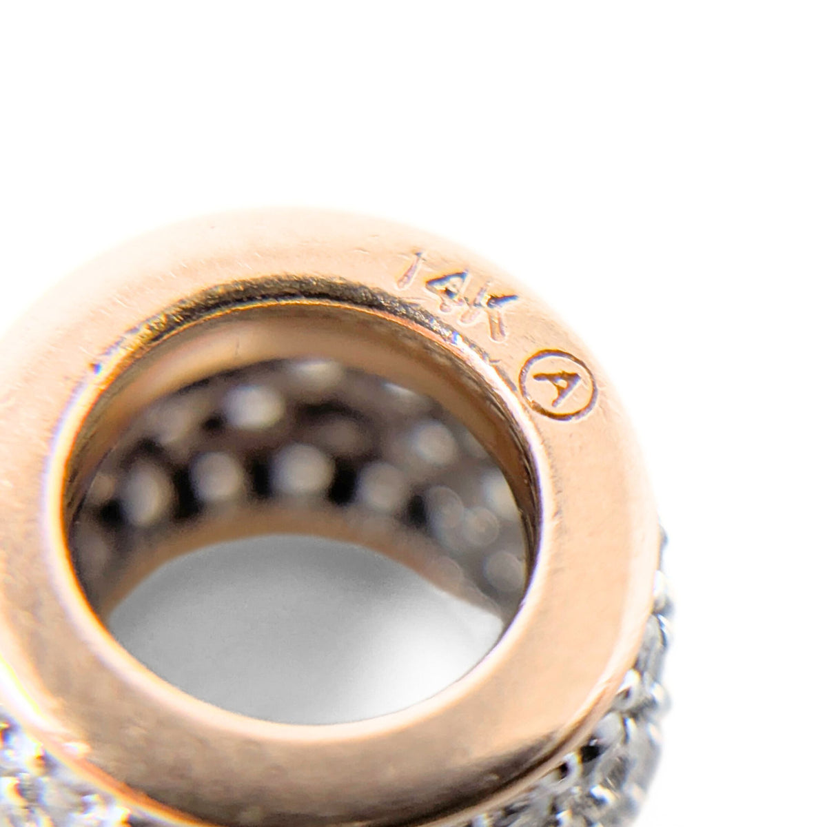 14K Gold Pavé Diamond Slide Bead/ Charm