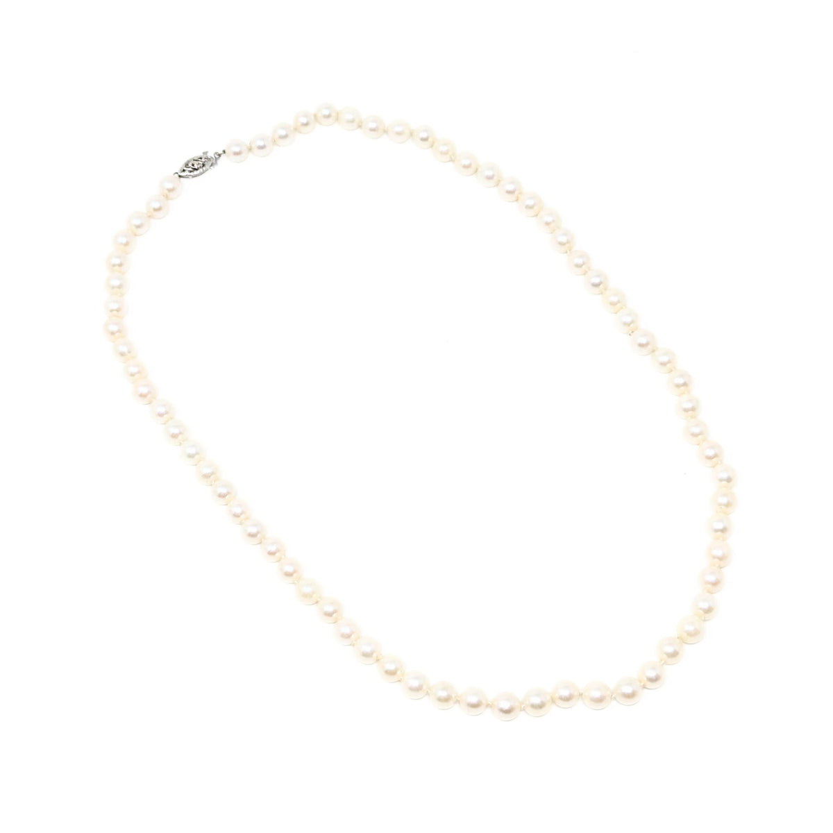 14K White Gold 6mm Pearl 18” Necklace