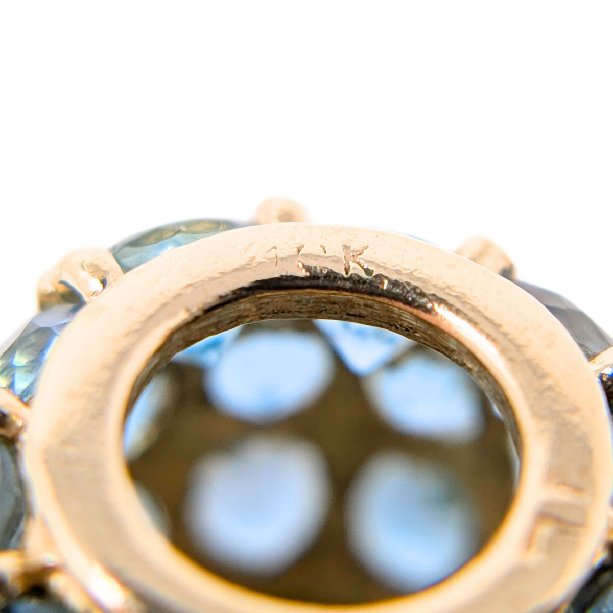 10K Gold Blue Topaz Slide Bead/ Charm