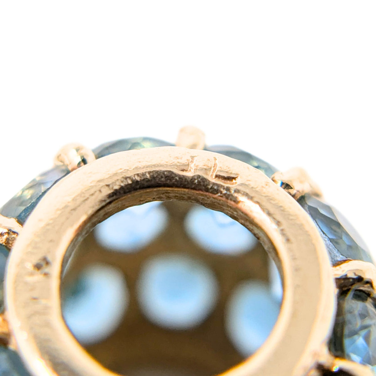10K Gold Blue Topaz Slide Bead/ Charm