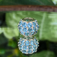 10K Gold Blue Topaz Slide Bead/ Charm
