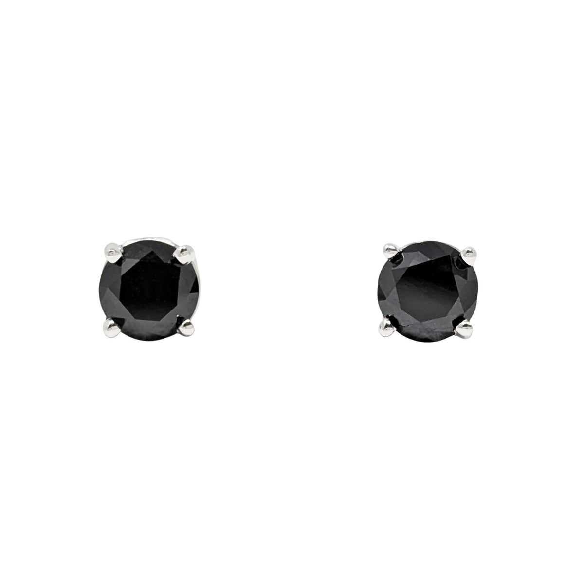 14K White Gold & Black Diamond Stud Earrings