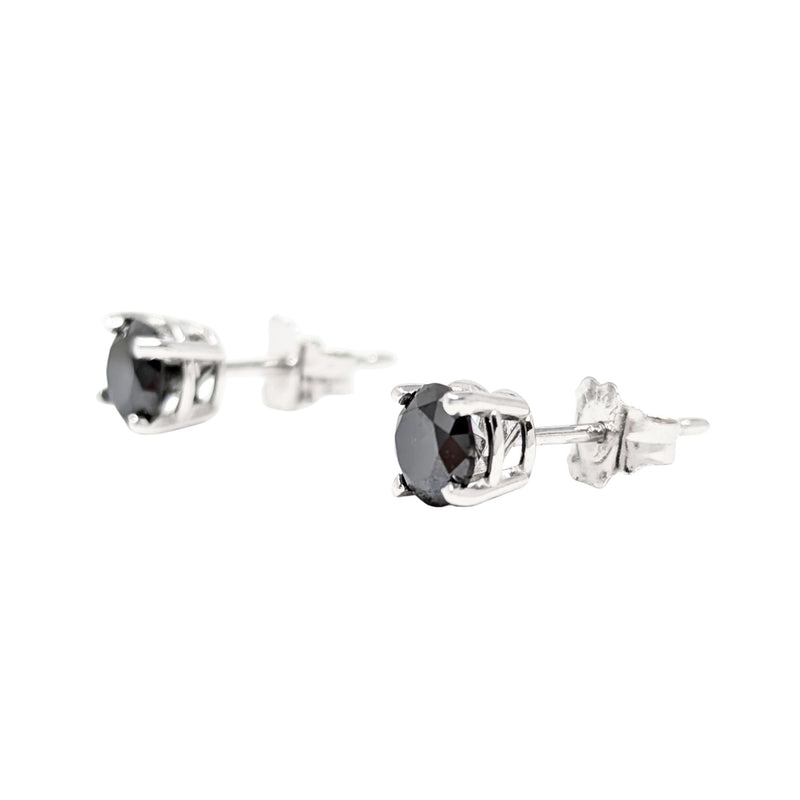 14K White Gold & Black Diamond Stud Earrings
