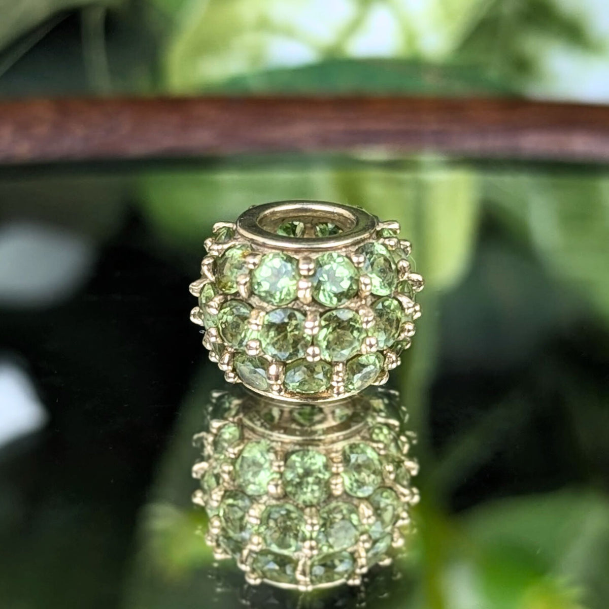 10K Gold Peridot Slide Bead/ Charm