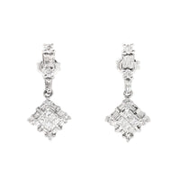 14K White Gold Diamond Drop Earrings