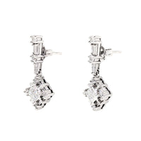 14K White Gold Diamond Drop Earrings