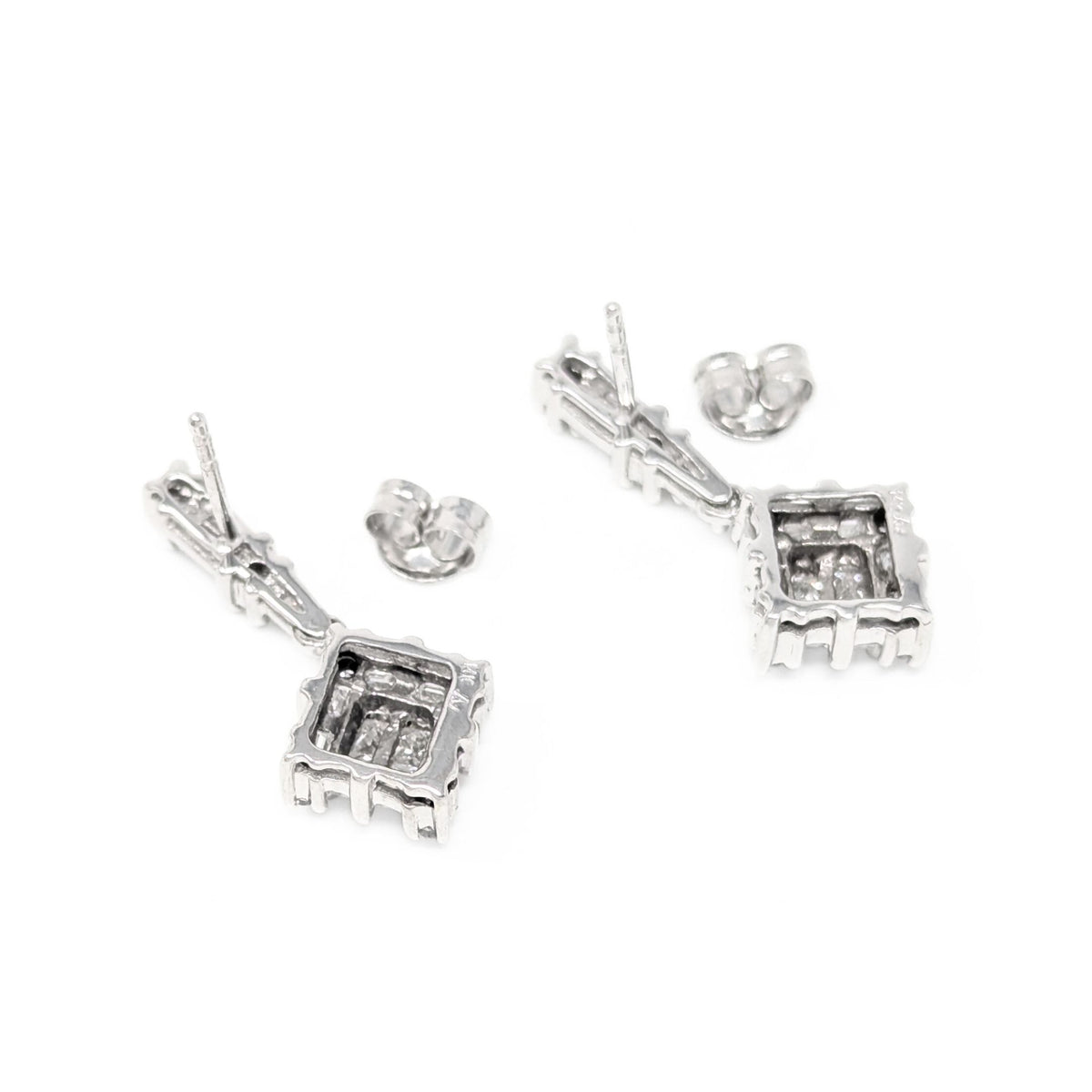14K White Gold Diamond Drop Earrings
