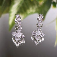 14K White Gold Diamond Drop Earrings