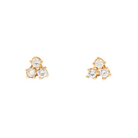 14K Gold .12tcw Triple Diamond Stud Earrings