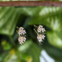 14K Gold .12tcw Triple Diamond Stud Earrings