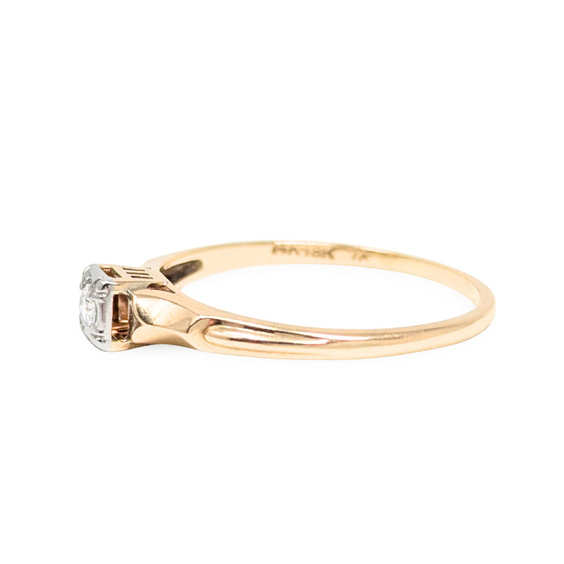 Art Deco .09ct Diamond Solitaire Engagement Ring - Size 9.5